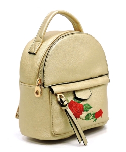 Fashion Embroidered Flower Cute Backpack AD2586E GOLD